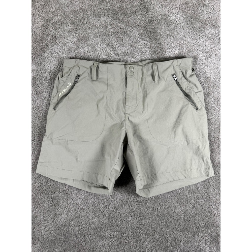 Merrell Select Wick Hiking Shorts Womens 14 Green Khaki Stretch Nylon Outdoor